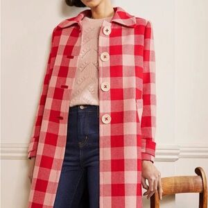 IN SEARCH OF. Not for sale!

Boden Bonnie Gingham Pink Coat Jacket SZ 6 or 8